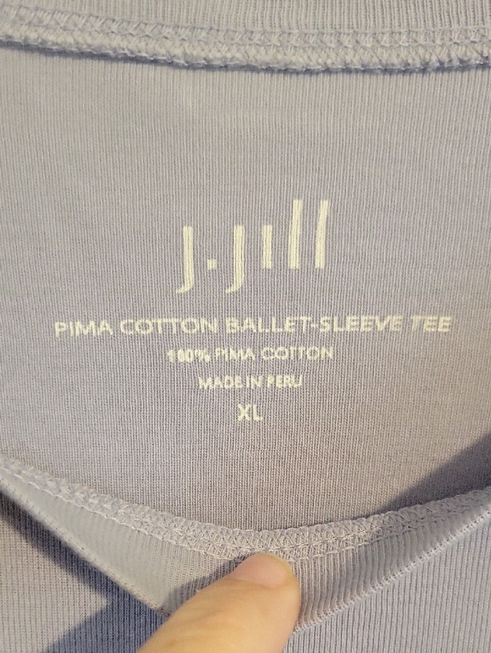 J. Jill SzXL Lilac Long-Sleeve Scoop Neck Pima Cotton Tee - Picture 2 of 3